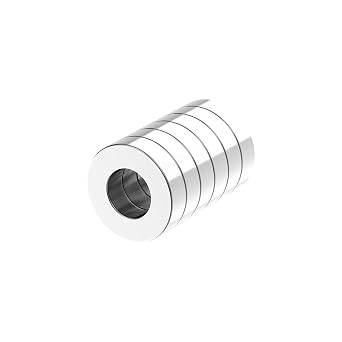 Super Strong N52 Ring Magnets - 1.00" OD x 1/2" ID x 1/4" Thick - 6 Pack, Heavy Duty Neodymium Magnet Ring, Round Rare Earth Magnet with Hole for Office, Home,Workshop,DIY Craft Projects