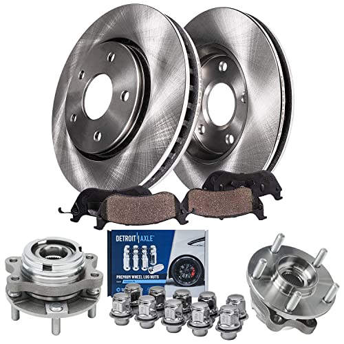 Image of Detroit Axle - Front Wheel Bearing Hubs Brake Kit for 2007-2013 Nissan Altima, Rotors Pads Lug Nuts 2008-12 Replacement : 11.65 inch Rotors