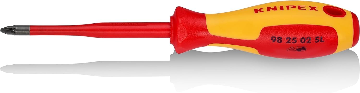 Knipex Multi Color Screwdriver (Slim) For Cross-Recessed Screws Pozidriv Insulating Multi-Component Handle, Vde-Tested 212 Mm, 98 25 02 Sl