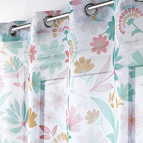 Douceur d'Intérieur Indiana Sandblasted Printed Eyelet Curtain 140 x 240 cm, Multicoloured, W 55.1" x L 94.5" (1 Panels) - Image 3
