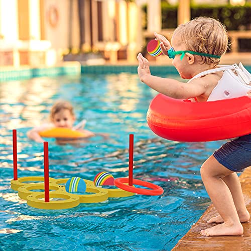 Sevenq Pool Toys Ring Toss Game, Floating Foam Ring Toy With Balls And Rings, Swimming Pool Games For Kids And Family, 22Pcs Outdoor Games Party Pool Toys For Kids (Yellow) #TOP1