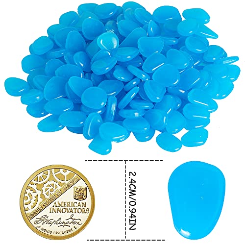 Image of OSOPOLA 150 PCS Blue Glow Rocks Luminous Stones DIY Pebbles Aquarium Garden | OSOPOLA Blue Glow Rocks Luminous Stones DIY Pebbles For Aquarium Garden Path Patio FD05BL150