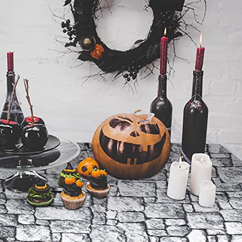 Irenare Stone Wall Tablecloths, Halloween Table Covers Brick Wall Decorations Disposable Plastic Medieval Castle Themed Brick Stone Table Cloth For Halloween Birthday Party Supplies (3 Pack,) #TOP4