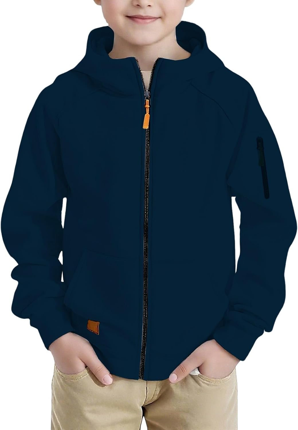 Boys Zip Up Hoodie Oversized Fleece Sweatshirt with Pocket Casual Basic Long Sleeve Athletic Pullover Jacket Loose