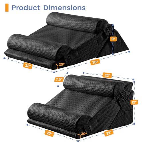 Image of Sasttie Adjustable Wedge Pillow Set for After Surgery, Black
