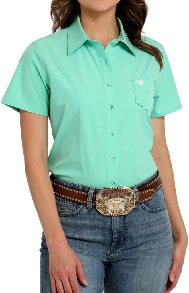 Cinch Women's Mint Arenaflex Short Sleeve Button Shirt