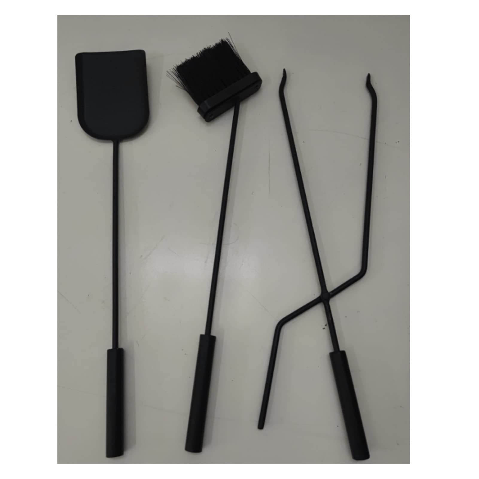 Chimenea Herramientas Conjunto de herramientas de chimenea- pala, pincel, póker, pinzas, soporte- Herramientas de hierro forjado de servicio pesado con acabado decorativo - asas de bolas ergonómicas