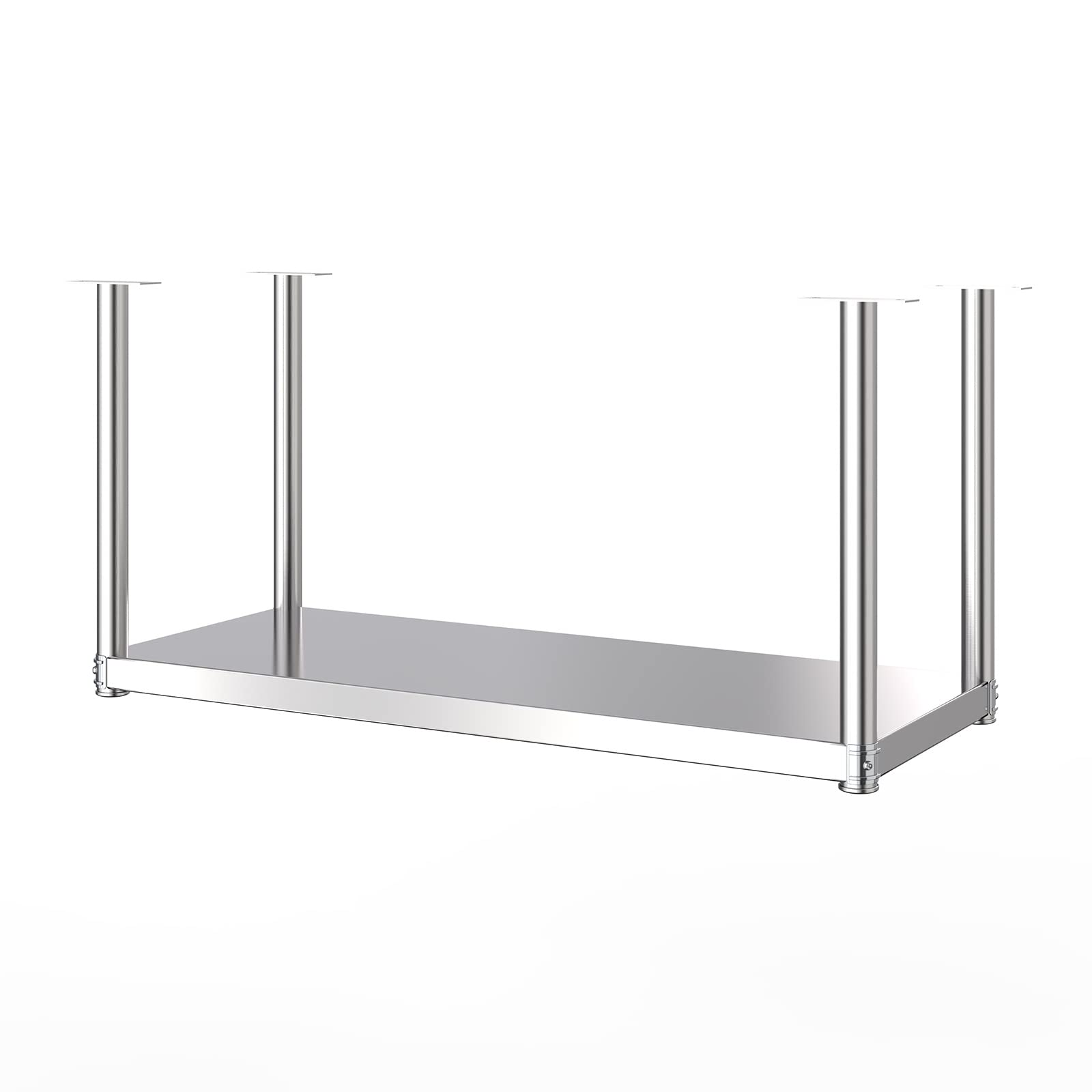 QRBNFRDE Hanging Wine Rack in Home and Kitchen, Stainless Steel Plant Rack, Single-Layer Floating Wine Rack, for Restaurant/Bar/Living Room, Easy to Install,Silver-90x35x80cm