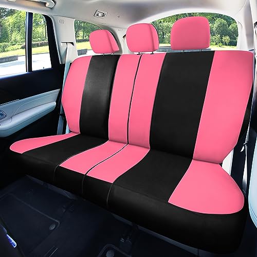 Image of FH Group Universal Car Seat Covers Full Set for SUV Truck Sedan Vans | Waterproof All-Purpose Cloth Seat Cover Set Airbag Compatible Washable Split Bench Protector Interior Upgrade - Pink