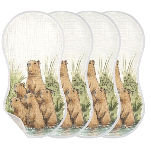 Bolaz Baby Burp Cloths 2 Pack,Capybaras Pattern3,Feeding Cloths Face Towel Super Absorbent Soft Cotton Burping Rags Feeding Bibs2