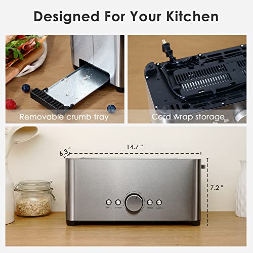 Redmond Toaster 4 Slice, Stainless Steel Toaster With Bagel, Defrost, Reheat Function #TOP5