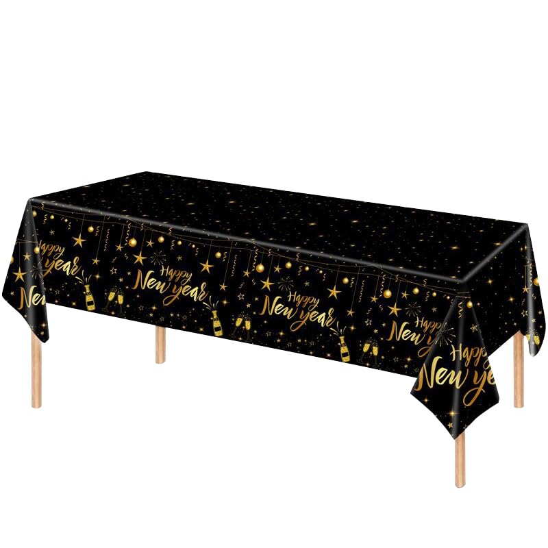 Happy New Year Eve Party Supplies Nye Decorations 2026 Tableware, New Years Plates and Napkins Disposable, 194 Pcs Happy New Year Banner Paper Plates, Napkins, Cups, Tablecloth Serve 24 - Image 6