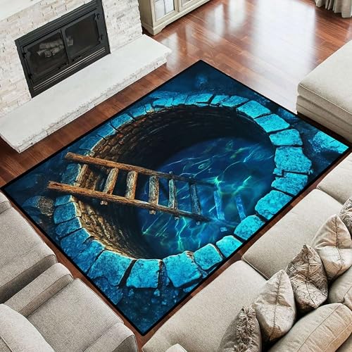 Tapete decorativo ilusión óptica 3D 6x9ft azul oscuro miniatura 2