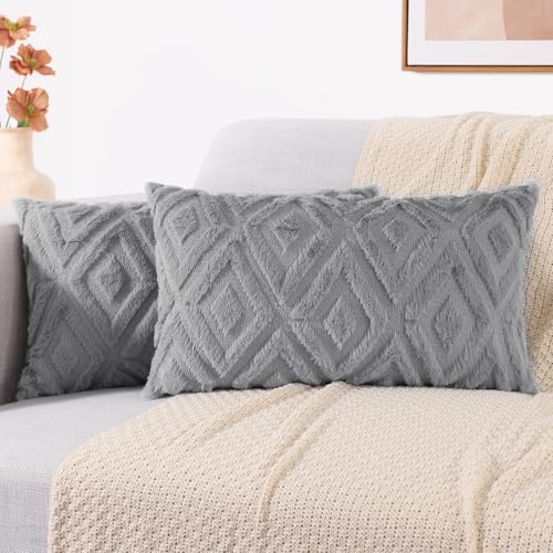 decorUhome �T�}�[�J�E�`�X���[�s���[�J�o�[ 12x20 2���Z�b�g �����\�t�g�v���b�V���t�F�C�N�t�@�[�E�[�������A�N�Z���g�N�b�V�����J�o�[ ���_���ȃt�@�[���n�E�X �x�b�h �\�t�@ ���r���O���[���p �O���[