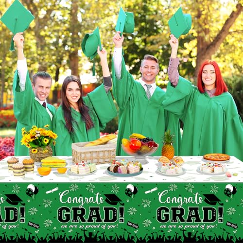 12Pack Graduation Tablecloth Party Decorations, Class of 2026 Congrats Grad Plastic Tablecover Party Supplies, Green Rectangle Graduation Table Decorations for College High School Party, 54 x 108 Inch by FunnyPars - Used condition - Image 6