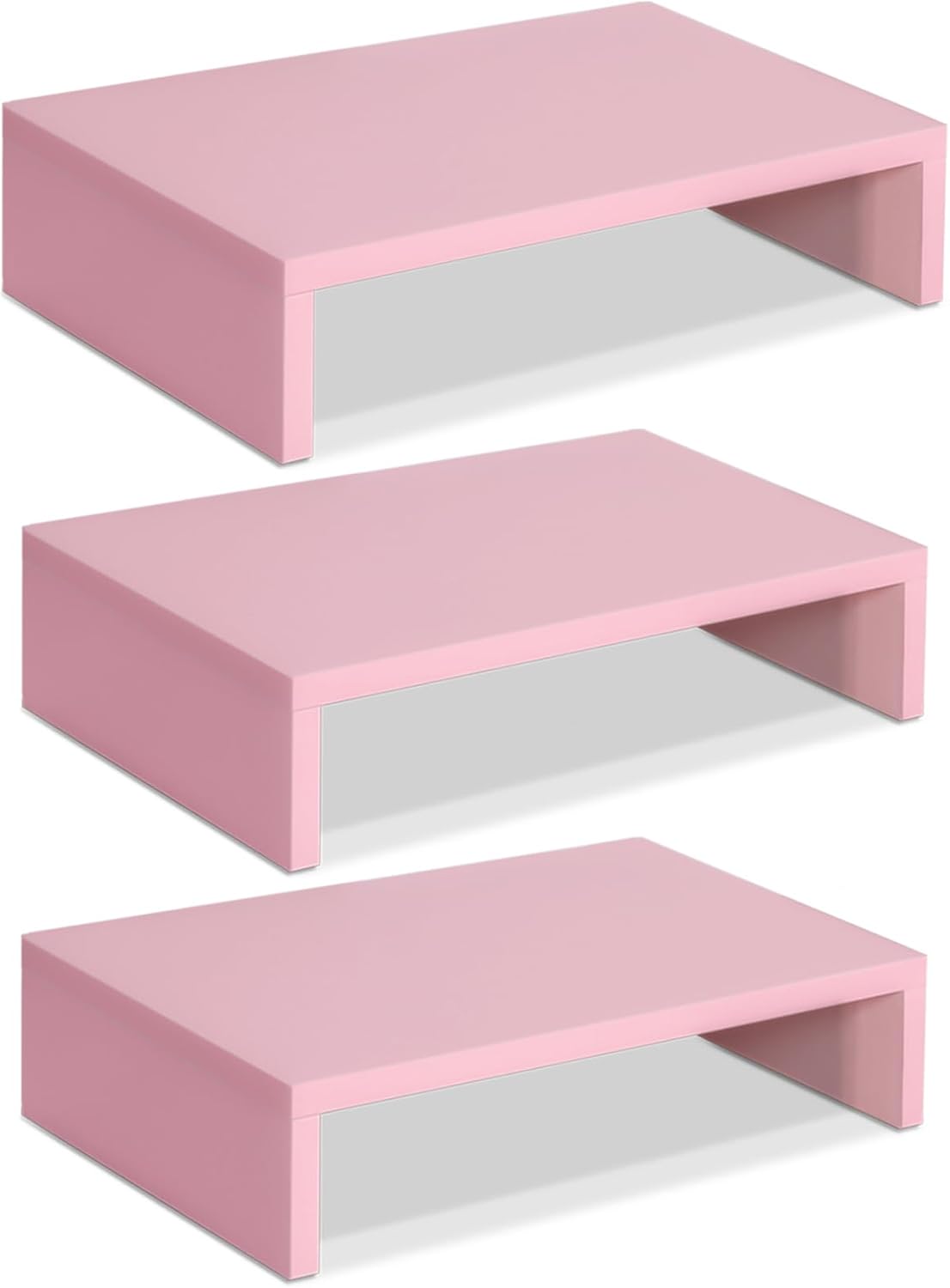 3 PCS Pink Monitor Stand Wood