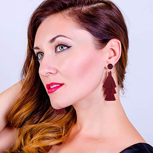 Tassel Earrings Layered Tiered Linear Drop Fashion Trending Earrings2