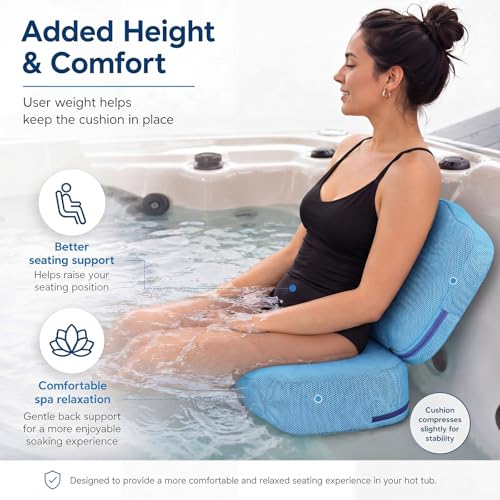 Yerliker 4 Pcs Foldable Hot Tub Booster Seat, Inflatable Adjustable 2 Heights Extra Thick Hot Tub Pillow Bath Seat with Back Support Cushions, Washable for Spa Bathtub Indoor Outdoor (Blue) by Yerliker - Used condition - Image 6
