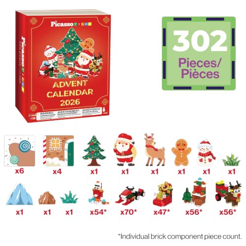 PicassoTiles Magnetic Tiles Building Brick Block Advent Calendar Christmas Theme Set Gingerbread House Holiday Toy Piece Surprise Countdown Magnet Tile STEM Learning Educational Gift for Kids PTA50 - Image 3