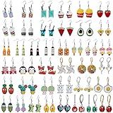 20 Pairs Random Mixed Resin Acrylic & Metal Earrings Set, Weird Dangle Drop Drink Bottle Animal Pendant Earring, Funny Statement Fashion Hoop Earring Jewelry for Women (20pcs Random Mixed)