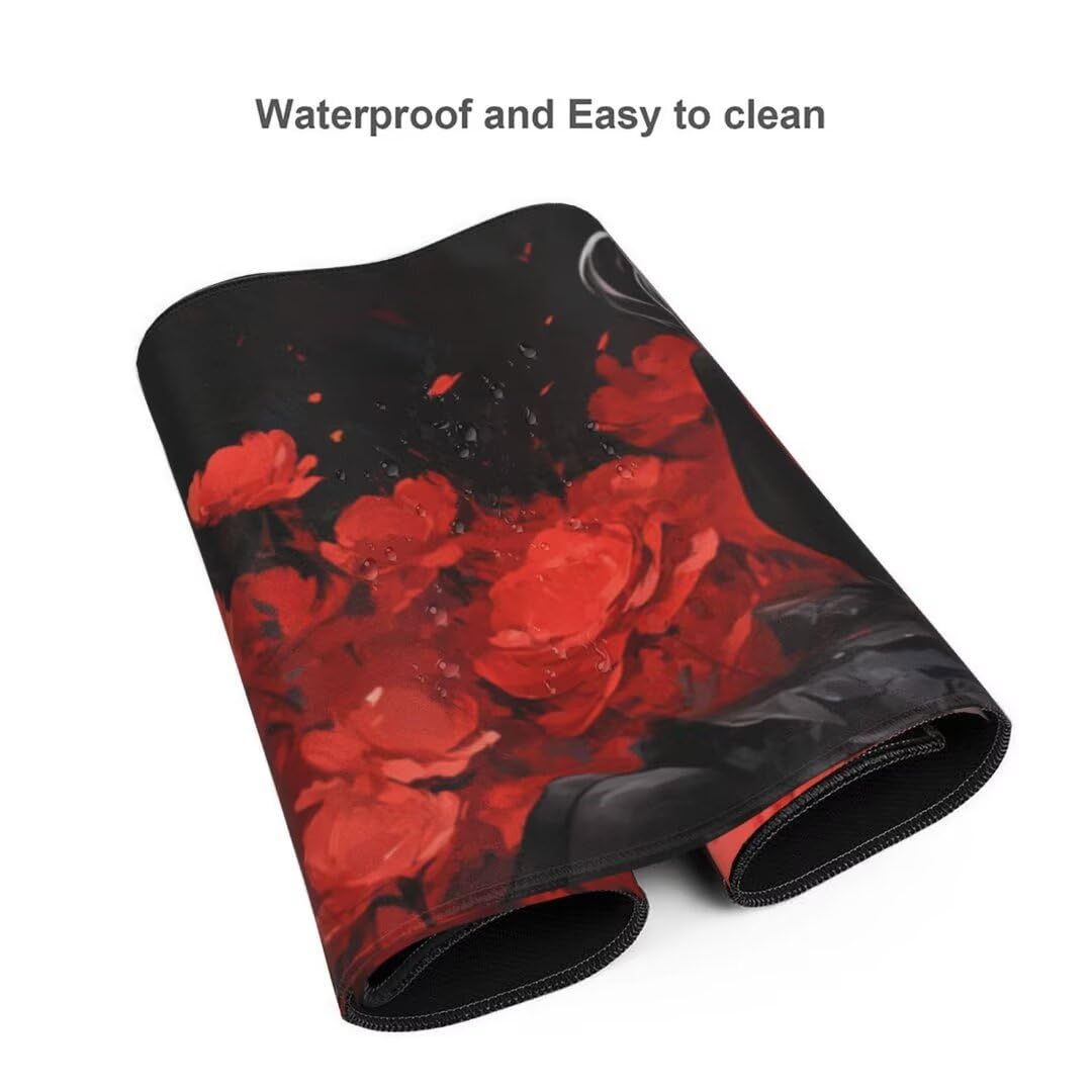 Tappetino Mouse XXL 1400x600x3mm Tappetino Mouse Fiore Ragazza Impermeabile Tappetino Gaming Mouse Pad XXL Tappetino Scrivania, Base Antiscivolo Migliora Precisione e Velocità per Desktop/Ufficio
