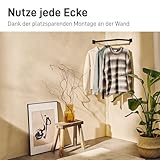 Natural Goods Berlin 1x Kleiderstange ÜBERECK Wandmontage - Garderobenstange L-Form für Flur, Bad oder Küche (Schwarz, 110x30cm) - Eckgarderobe aus rostfreiem Metall im minimalistischen Design