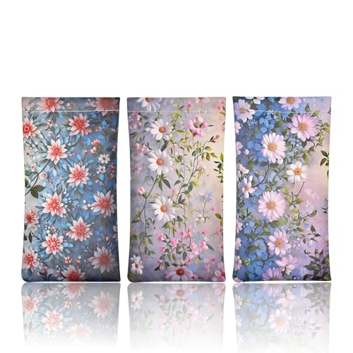 Image of 3pack soft eyeglass cases for women,glasses case,sunglasses case,eye glass case,glasses case multiple pairs