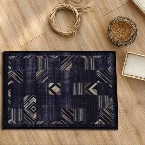 Image of HUES & SHADES Coir Door Mat for Outdoor Entrance - [37 x 57 cm] | Natural Coconut Fiber Brush Mat for Shoes Cleaning, Heavy Duty Non-Slip Doormat for Front Porch, Patio, Entryway (Mulberry Patchwork)