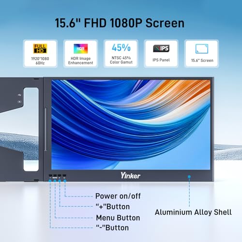 Image of Laptop Screen Extender, 15.6 inch Triple Portable Monitor, Single USB-C, Ultra-Slim 1080P FHD IPS, 360 Rotation, Compatible with Mac /Windows /Android /PS4 for 11-17 inch Laptops