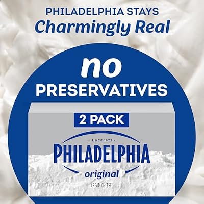 Philadelphia Cream Cheese, 2 Blocks, for Recipes and Baking, Original, No Artificial Preservatives, Flavors or Dye, 8 oz