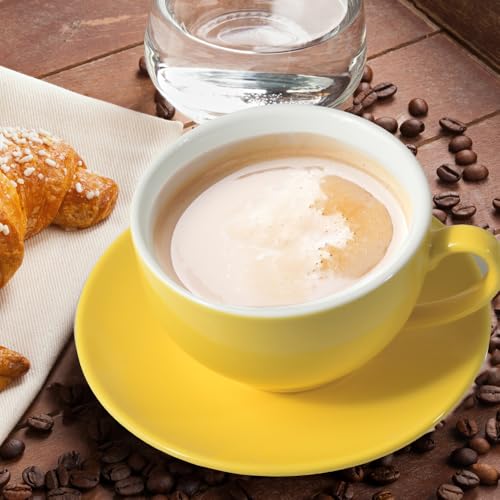 ionEgg Porcelain Coffee Cup with Saucer 220ml for Cappuccino, Latte and Tea, Yellow - Image 4