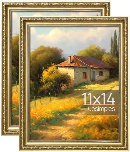 upsimples 11x14 Picture Frame with Real Glass, Ornate Vintage 11 ...