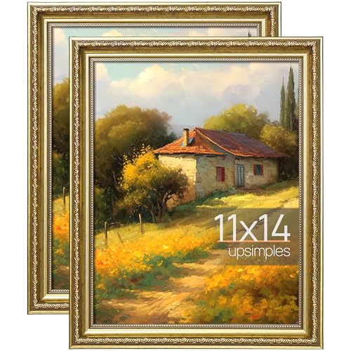 upsimples Vintage 11x14 Picture Frame Antique Gold Frames 2 Pack