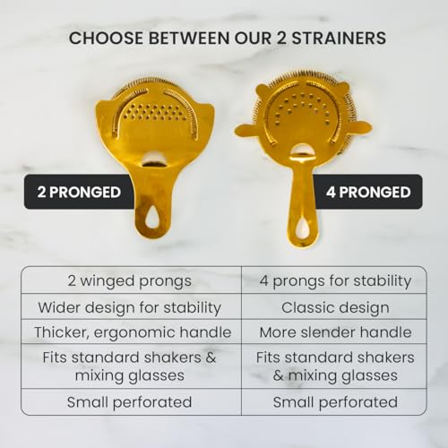A Bar Above Cocktail Strainer, 4-Prong Bar Strainer with High Density Spring for Smooth Pouring, Fits Boston Shaker Tins and Mixing Glasses, Bar Essentials for Home Bartenders and Pros, Silver Finish by A Bar Above - Image 5