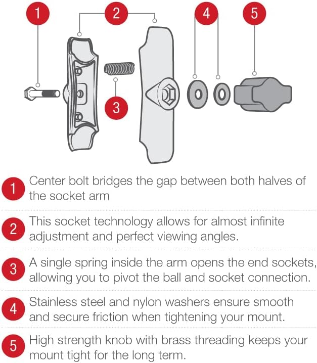 Miniatura 7 de RAM Mounts RAM-B-138U - Soporte de doble bola con placa de diamante con brazo mediano