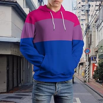 Bhyhok Moletom moderno com bandeira do orgulho bissexual com gola