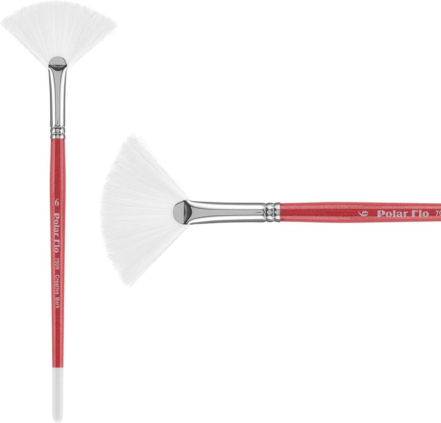 Creative Mark Polar Flo Professional Watercolor Brushes - Fan 6 - Short Handle, Nickel-Plated Seamless Brass Ferrule - Art Paint Brushes for Acrylic Painting, Watercolor, Gouache, and More
