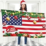 Christmas Flag 3x5 ft with eyelets - Christmas Banner - American Flag - USA Flags for outside 3x5 - Vivid Digital Print - 110Den Thick polyester - Double Seam