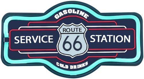 Route 66 - Letrero de estación de servicio, letrero en forma de lazo de 16 pulgadas, cuerda de luz LED que parece neón, decoración de pared para