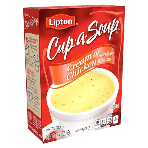 SOUP SECRETS Lipton Cup-a-Soup Instant Soup For a Warm Cup of Soup Cream of Chicken Only 70 Calories Per Serving, 4 Count (12 Pack)