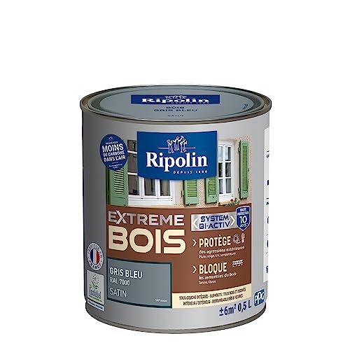 RIPOLIN - Peinture pour Bois Intérieur/Extérieur - Sans Sous-couche Ultra-couvrant - Résiste aux Intempéries, UV et Chocs - Protège et Magnifie - Lessivable - Satin...