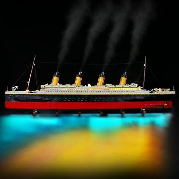 BrickBling LED-Beleuchtung Kompatibel mit Lego Creator Expert Titanic Building Set 10294 (Kein Modell) DIY-Beleuchtungsset mit Rauchmodul für das Titanic-Schiff Dekorationslicht für 10294