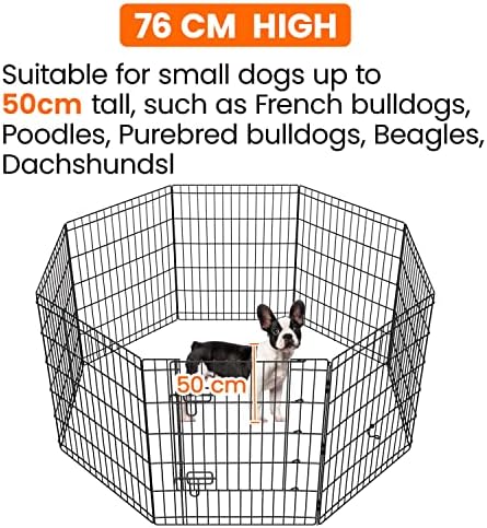 Yaheetech 8 Panel Puppy Playpen Metal Pet Pen for Small Animals Foldable Dog Exercise Pen Cat Rabbit Fence for Yard/Garden/RV/Camping 76cm High
