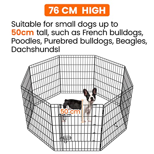 Yaheetech 8-TLG Welpenlaufstall 76cm hoch Welpenauslauf für Hunde Wohnung & Garten, faltbar, Freilaufgehege Welpenzaun mit Tür, Aufbau werkzeugfrei