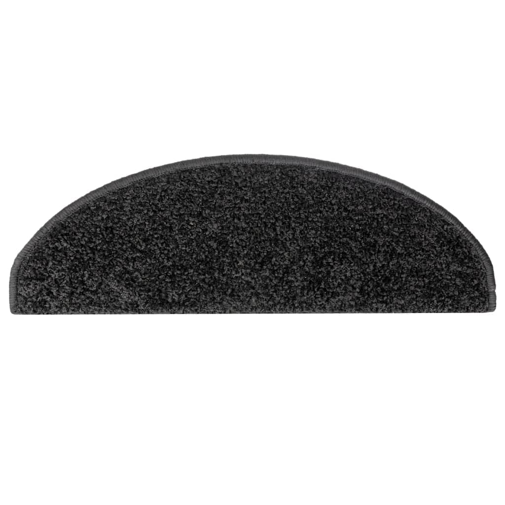 Lot de 15 tapis d'escalier - 65 x 21 x 4 cm - Noir - Semi-circulaires - Antidérapants et lavables - Protection contre les marches et le bruit - Pour escaliers en bois, pierre, escaliers