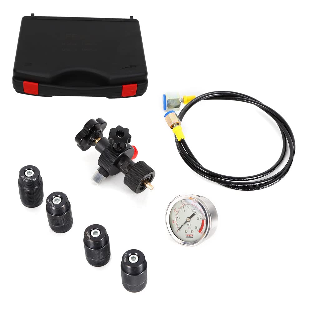 Hydraulic Accumulator Nitrogen Charging Fill Gas Valve Pressure Test Kit, 250Bar 3500PSI Inflatable Tool 7/8-14UNF 5/8- -18UNF 5/16- -32UNF for Nitrogen Pressure Test System