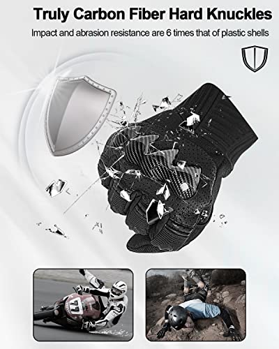 Rigwarl Upgrade Motorcycle Gloves With Truly Carbon Fiber, Motorcycle Gloves For Men Hard Knuckles Joint Protection, Touchscreen Cycling Glove For Riding Motocross Mountain Dirt Bike Mtb Bmx #TOP2