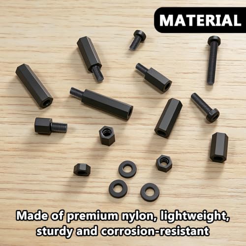 Image of 410PCS M2.5 Nylon Motherboard Standoffs Kit, Male Female Hex Spacer Standoff Screws Nuts Suitable for Circuit Board, PCB Board etc