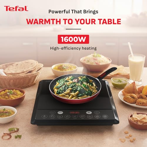 Image of Tefal EXPRESS IH Induction Cooktop | 1600W Fast Heating Power | Auto Pan Detection with 4KV Surge Protection | Sleek Polished Ceramic Glass