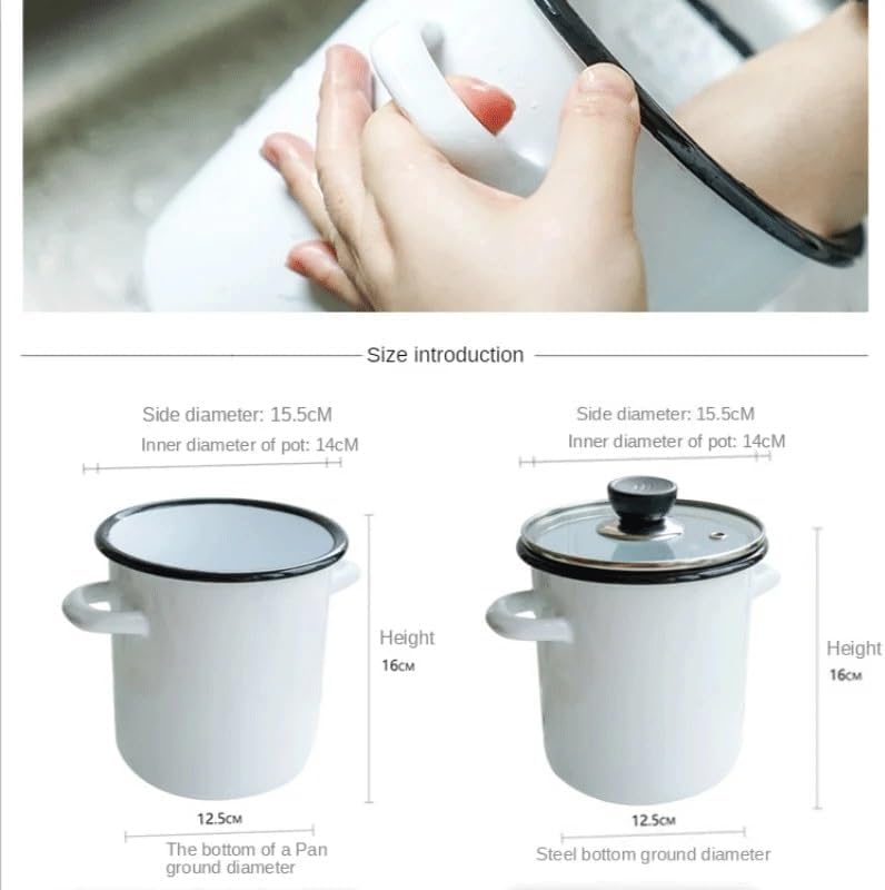 Enamel Rolled Edge Thickened and Heightened Commercial Soup Pot Skewered Incense Cold Can Cook Stewed Pasta Uncoated image 5